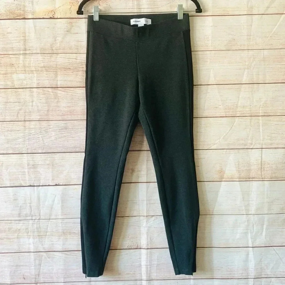 Old Navy Stevie Mid Rise Skinny Ponte Knit Pull On Side Stripe Pants Ankle Zip - Picture 1 of 9